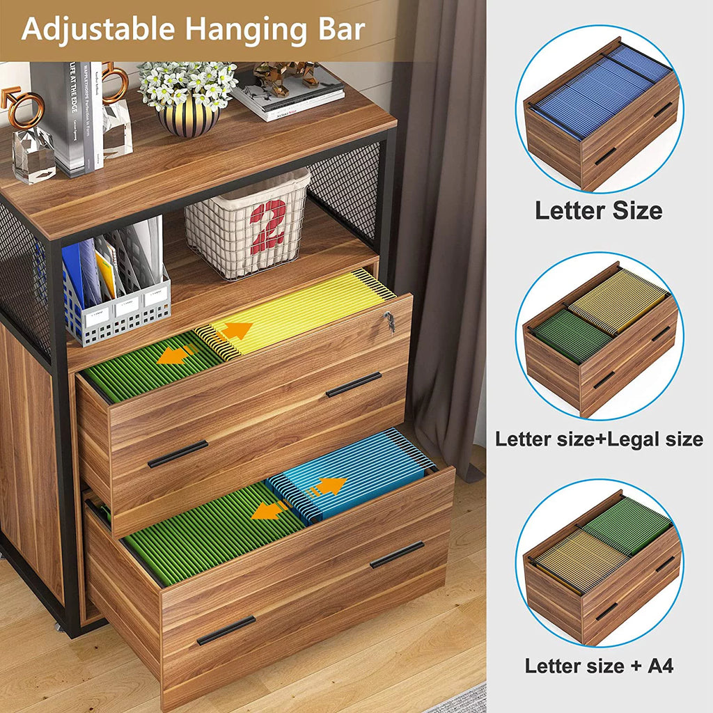 2-Drawer Lateral File Cabinet with Lock (Walnut) T254