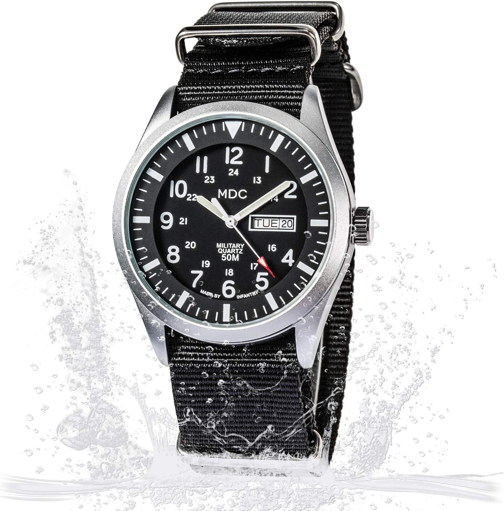 Black Analog Nylon Band Military Watch O671