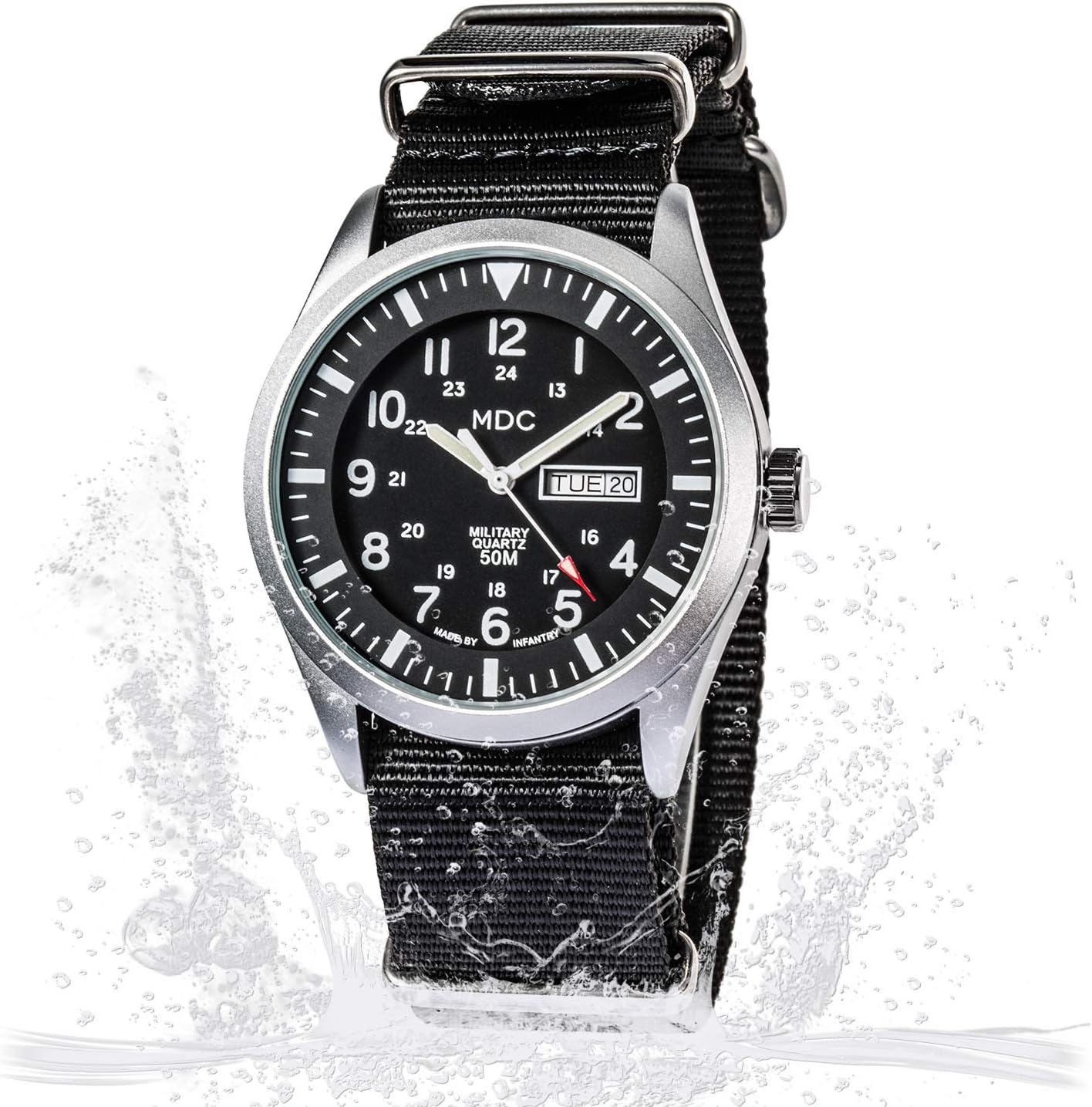 Black Analog Nylon Band Military Watch O671