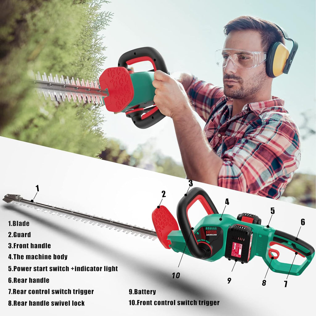 Cordless Hedge Trimmer 40V MAX 24-Inch 1" Cutting Capacity Brushless Motor Y9877