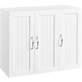 White Bathroom Wall Cabinet with Three Doors and Adjustable Shelf G6944