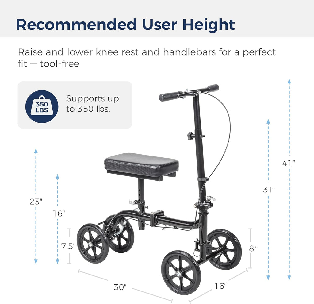 Black Steerable Folding Knee Scooter L523330