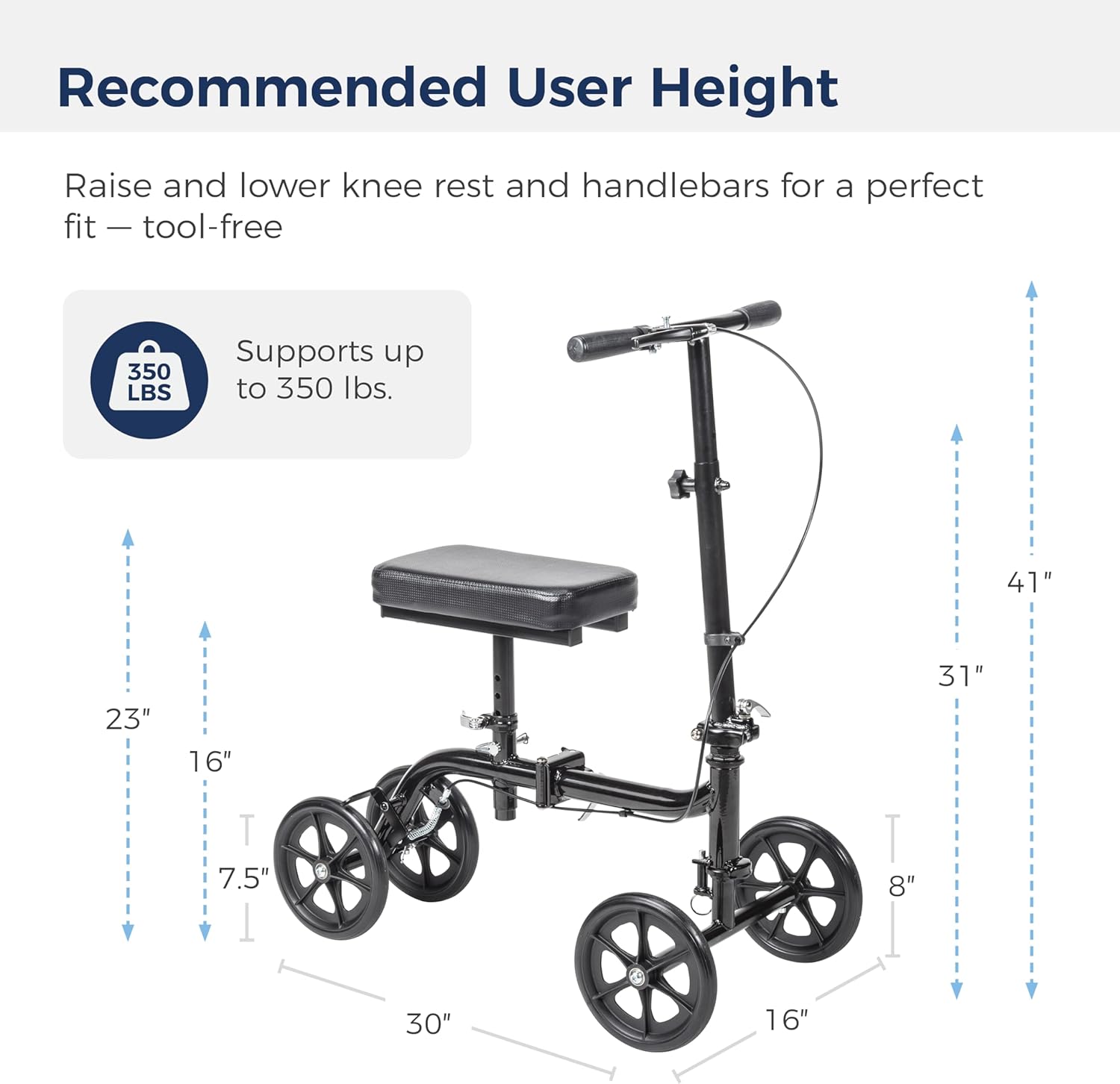 Black Steerable Folding Knee Scooter L523330