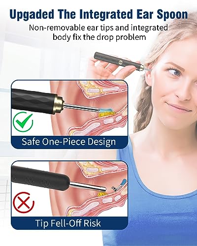 Ear Wax Removal Camera, 1296P HD, 8pcs Ear Set, Wireless WiFi Otoscope, 6 Lights, Rechargeable Earwax Removal Tool Kit (Black) I45507