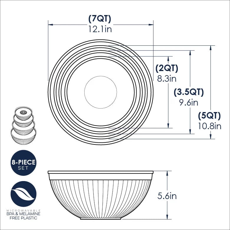 8 Piece Covered Bowl Set E2368