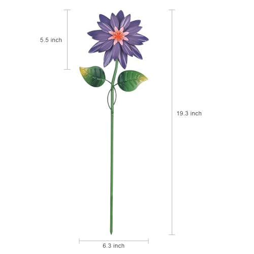4 Pcs 19" Metal Garden Stakes with Shaking Flower Head D176507