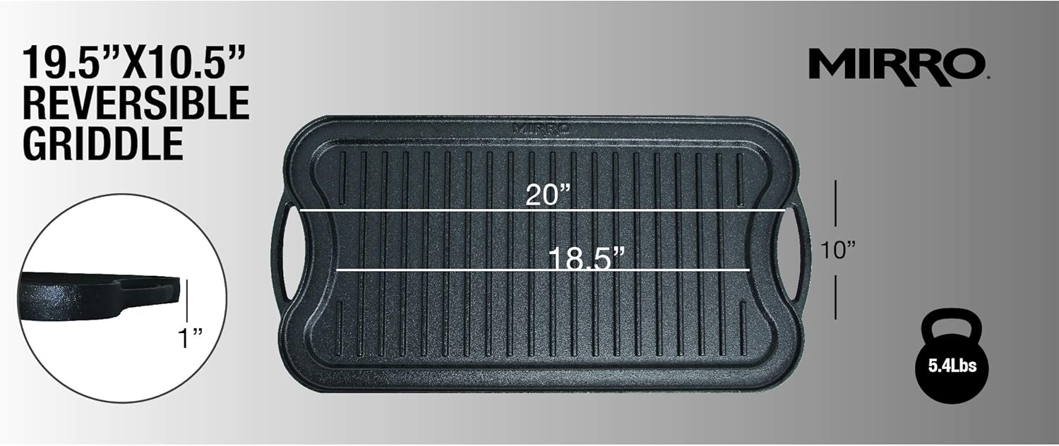 Pre-Seasoned Cast Iron Reversible Grill Griddle 20 Inch x 10.5 Inch Black U5586