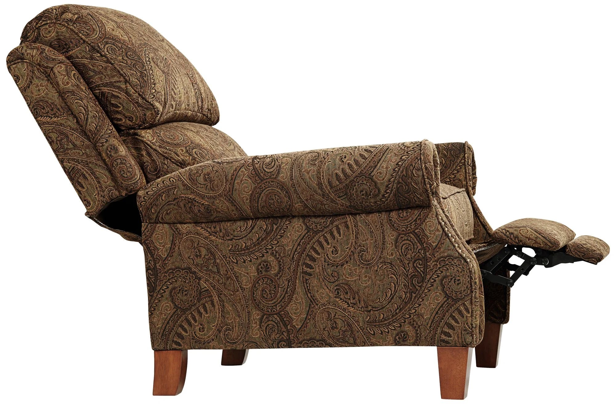 Warm Brown Paisley Patterned Fabric Recliner Chair Z64809