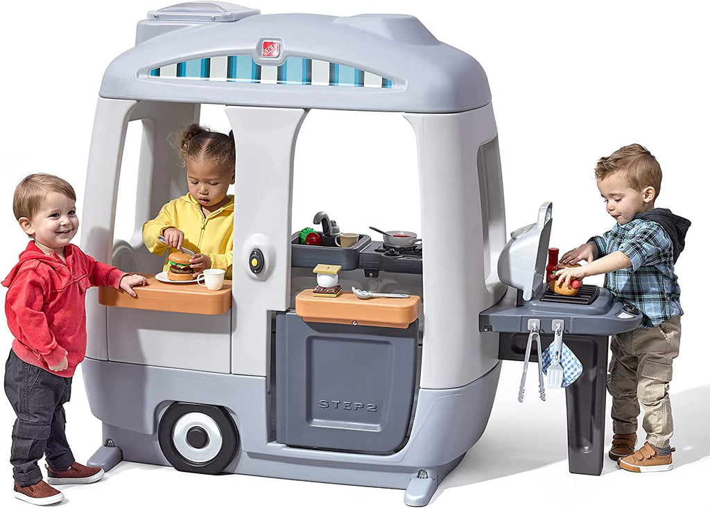 Gray Toddler Outdoor Playhouse with 50pc Accessory Set J95166