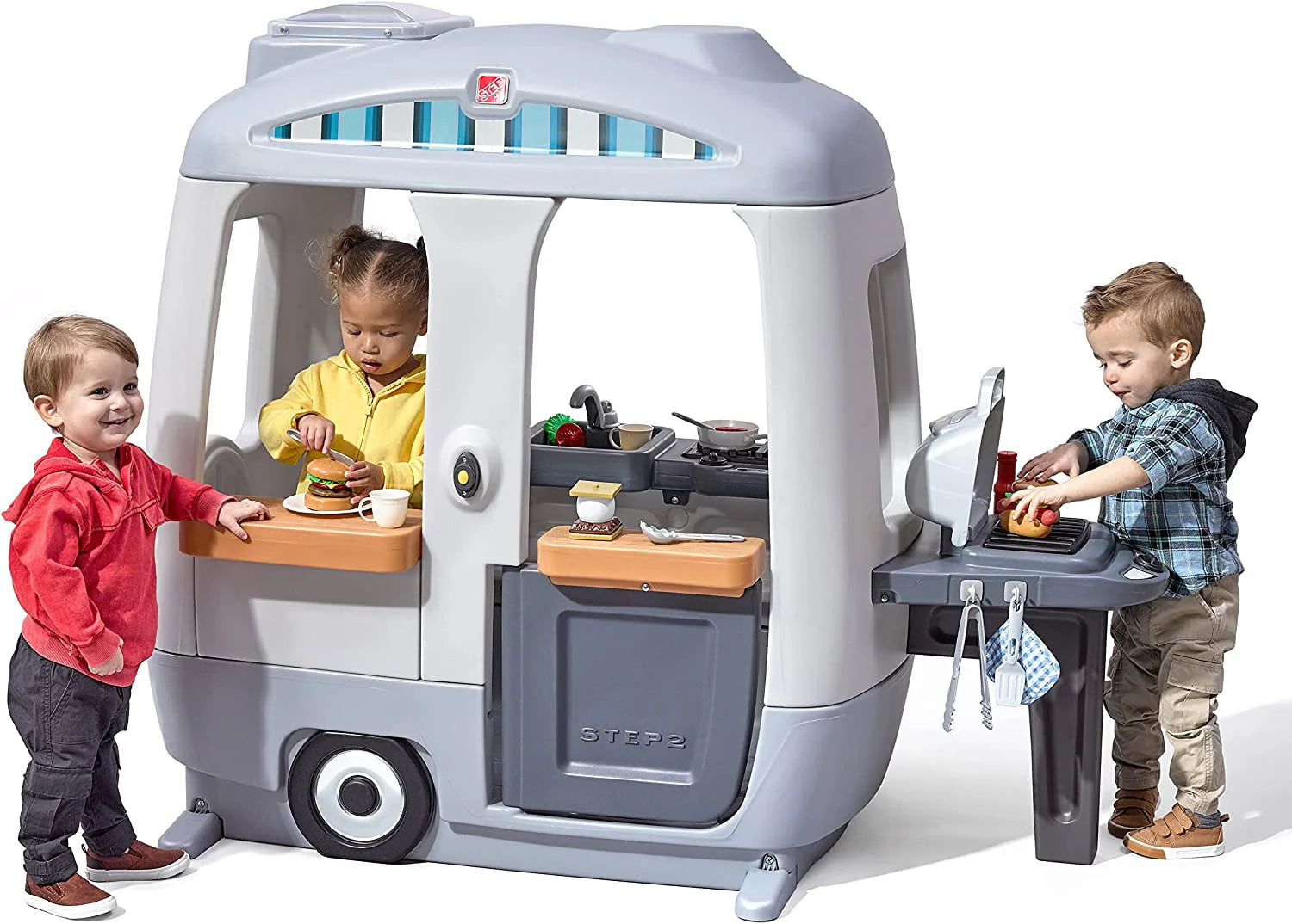 Gray Toddler Outdoor Playhouse with 50pc Accessory Set J95166