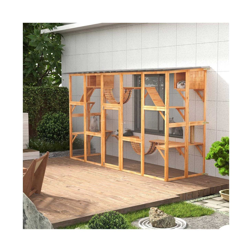 Outdoor Cat House Wooden Catio J908