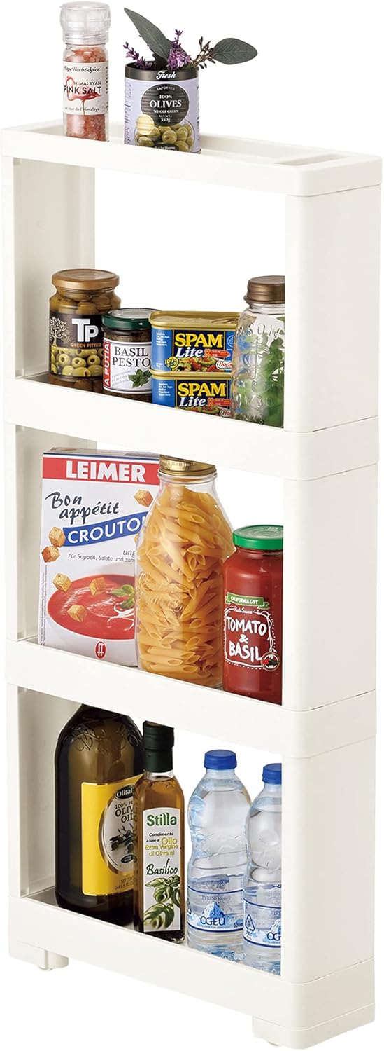 White 4 Tiers Slim Rolling Storage Cart O229