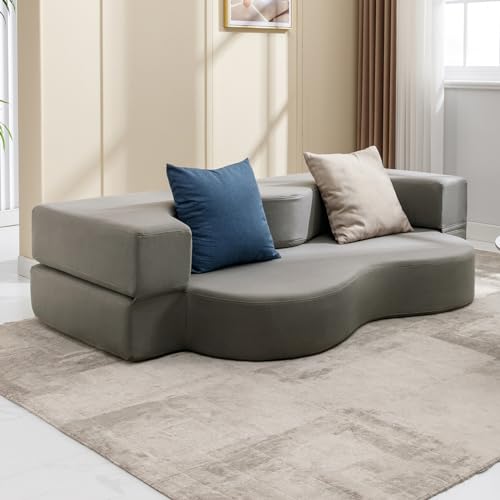 Queen Size Floor Sofa Bed with Memory Foam, Light Gray X93069