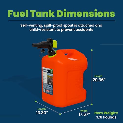 Red Plastic 5 Gal Gasoline Can with Controllable Flow Nozzle R144