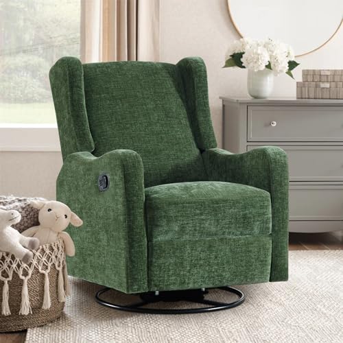 Green Chenille Swivel Glider Recliner C21841
