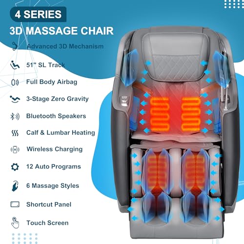 3D Massage Chair Full Body Zero Gravity Shiatsu Recliner with Heating SL Track B859814