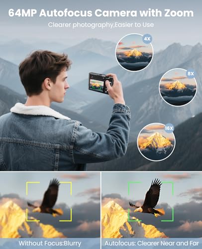 64MP Dual-Lens Digital Camera with Autofocus Anti-Shake 16X Zoom T660