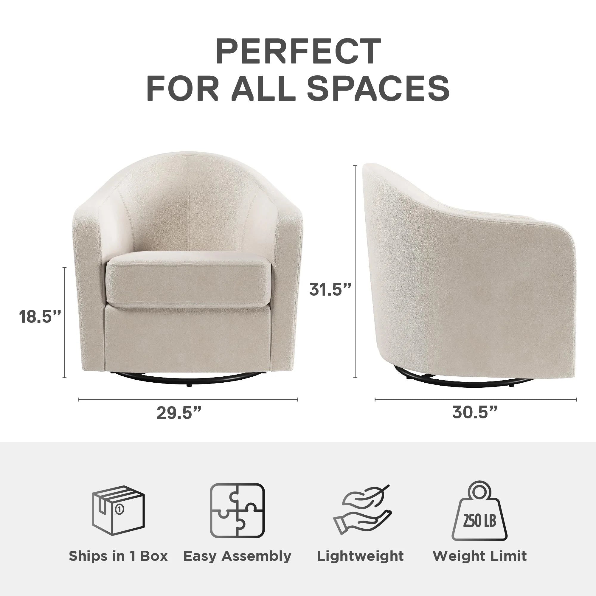 Ivory Velvet Curved Accent Chair S3584