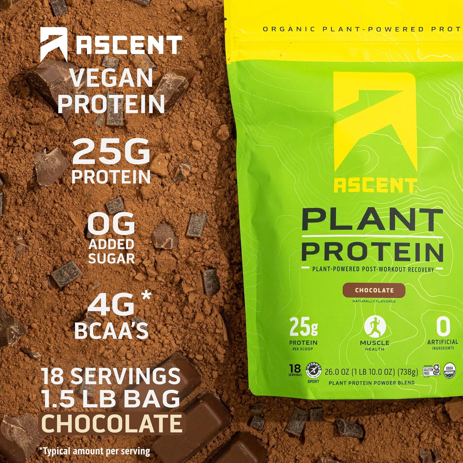 Chocolate Whey and Plant Protein Powder 4 lb 18 Servings E773