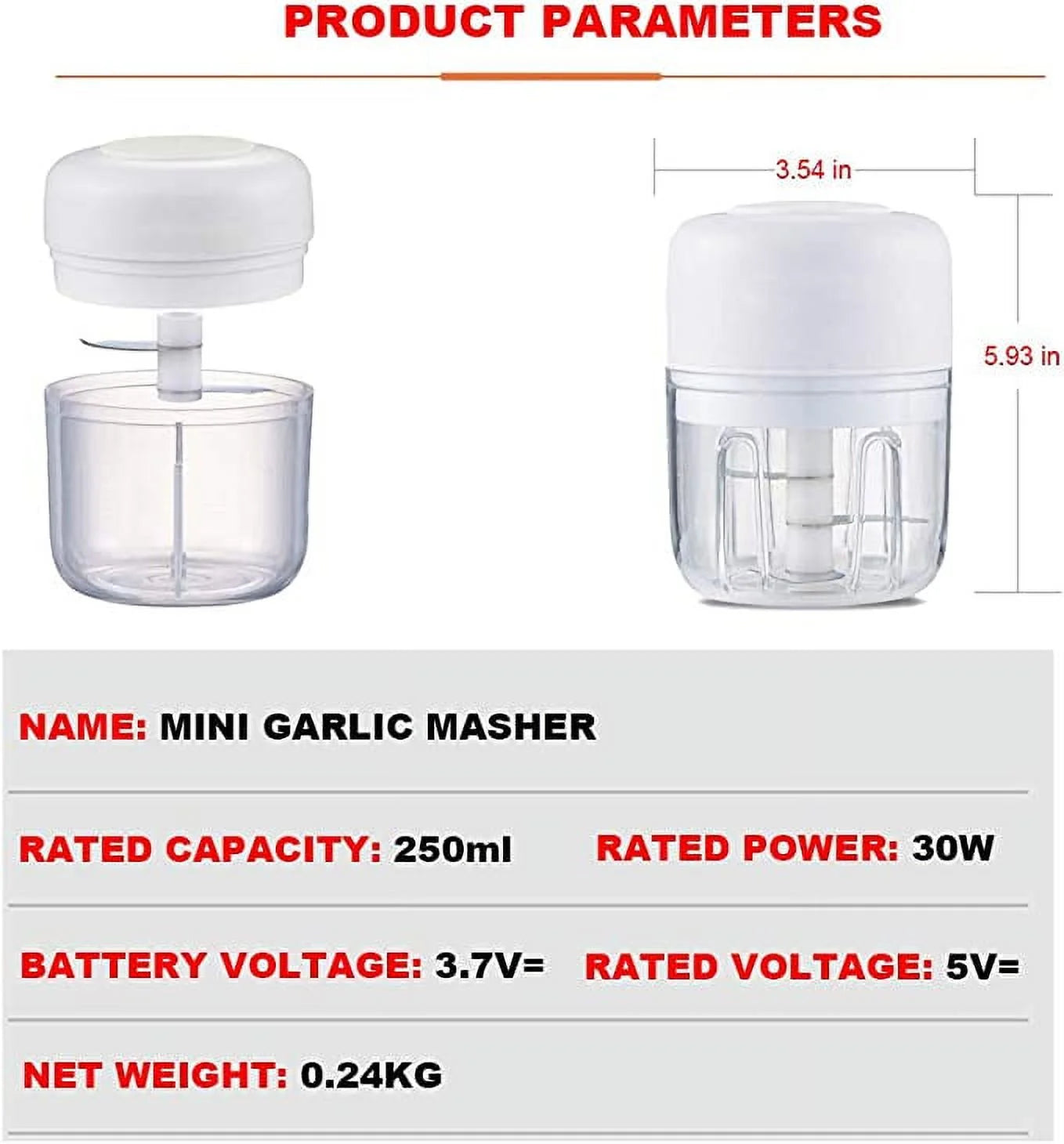 White Mini Electric Garlic Chopper J1697