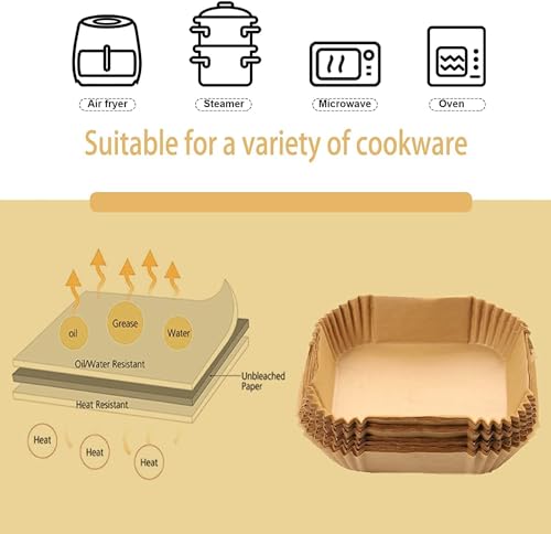 100PCS Non-stick Disposable Air Fryer Paper Liners U971