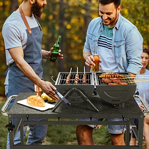 Outdoor Grill Table with Storage on Wheels Y141
