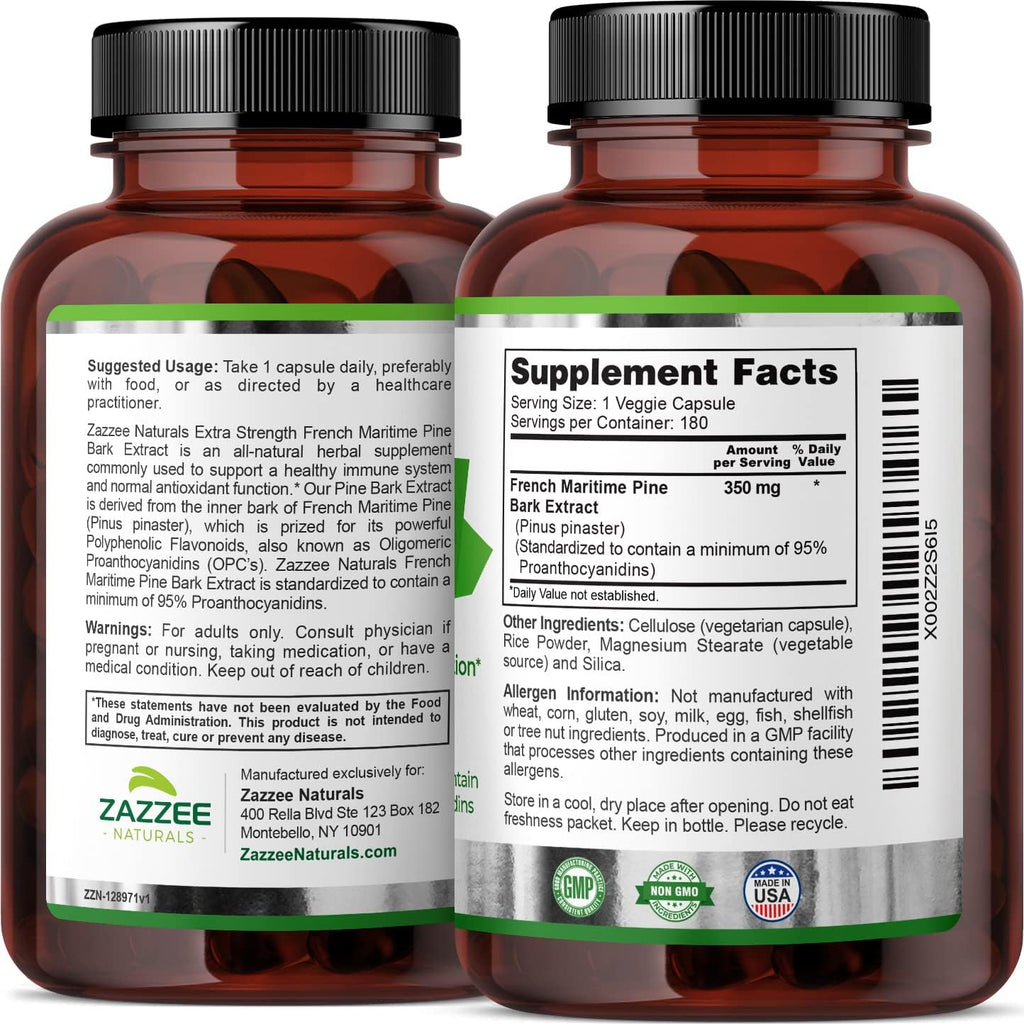 French Maritime Pine Bark Extract 350 mg 180 Vegan Capsules Z85465