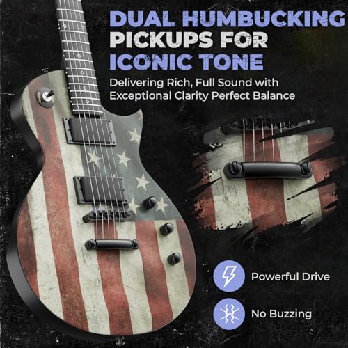 39" Solid Body Electric Guitar with Humbucker Pickups, Poplar Body, Mahogany Neck, 22 Frets, 6 String, Gig Bag, Matte, Camouflage N7967
