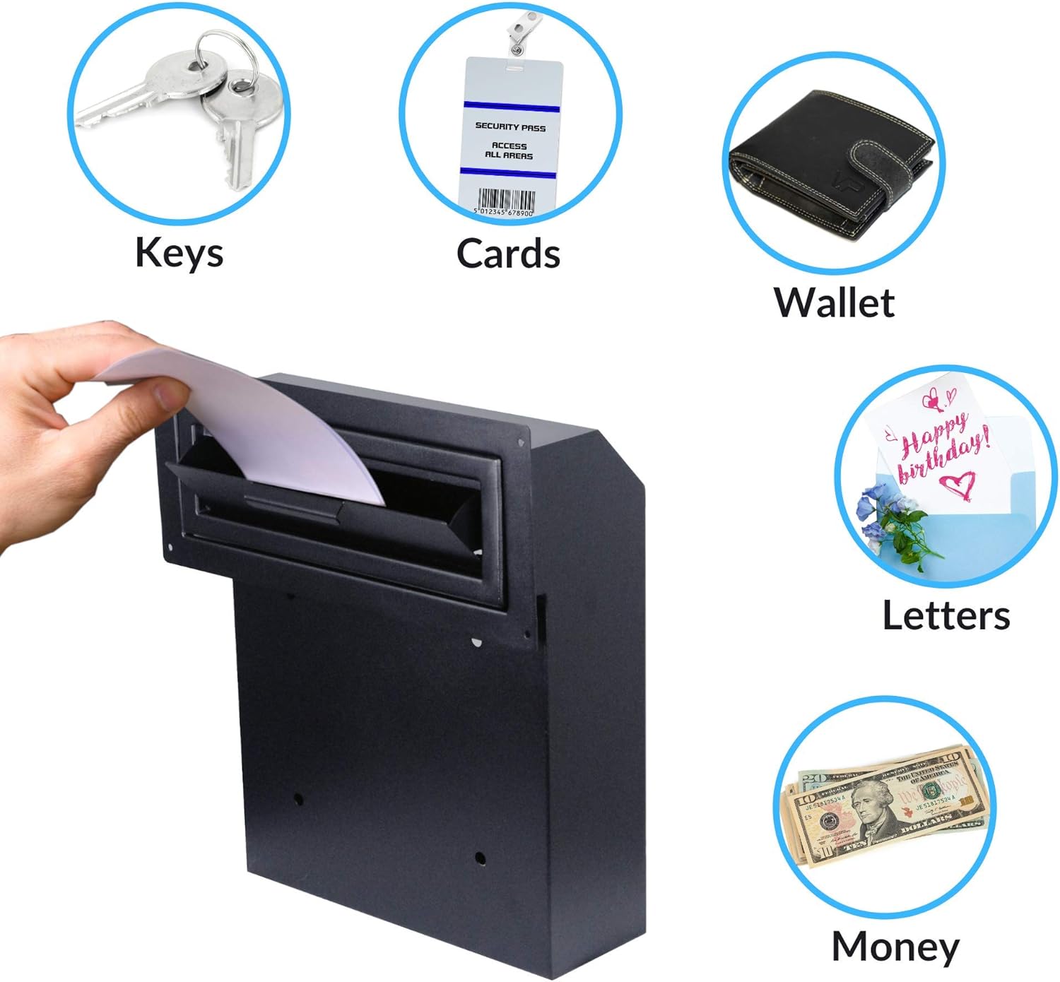 Black Locking Steel Mailbox with Rear Access R386531