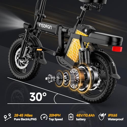20MPH Dual-Seat Folding Electric Bike with 499Wh Removable Battery K9775