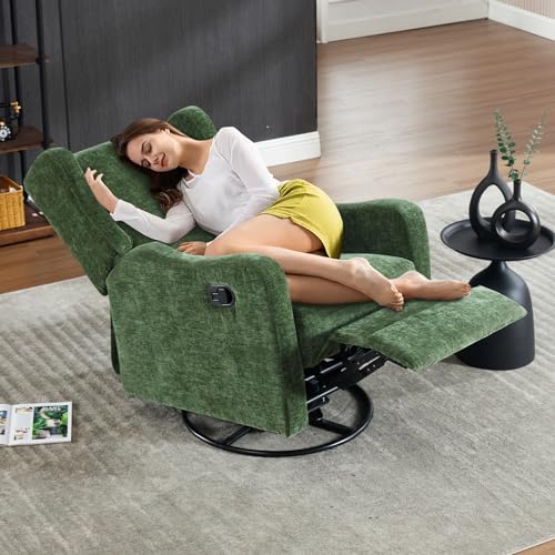 Green Chenille Swivel Glider Recliner C21841