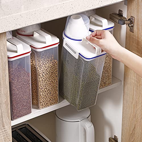 2Pack BPA Free Plastic Airtight Rice Storage Bin Cereal Containers Dispenser F4311