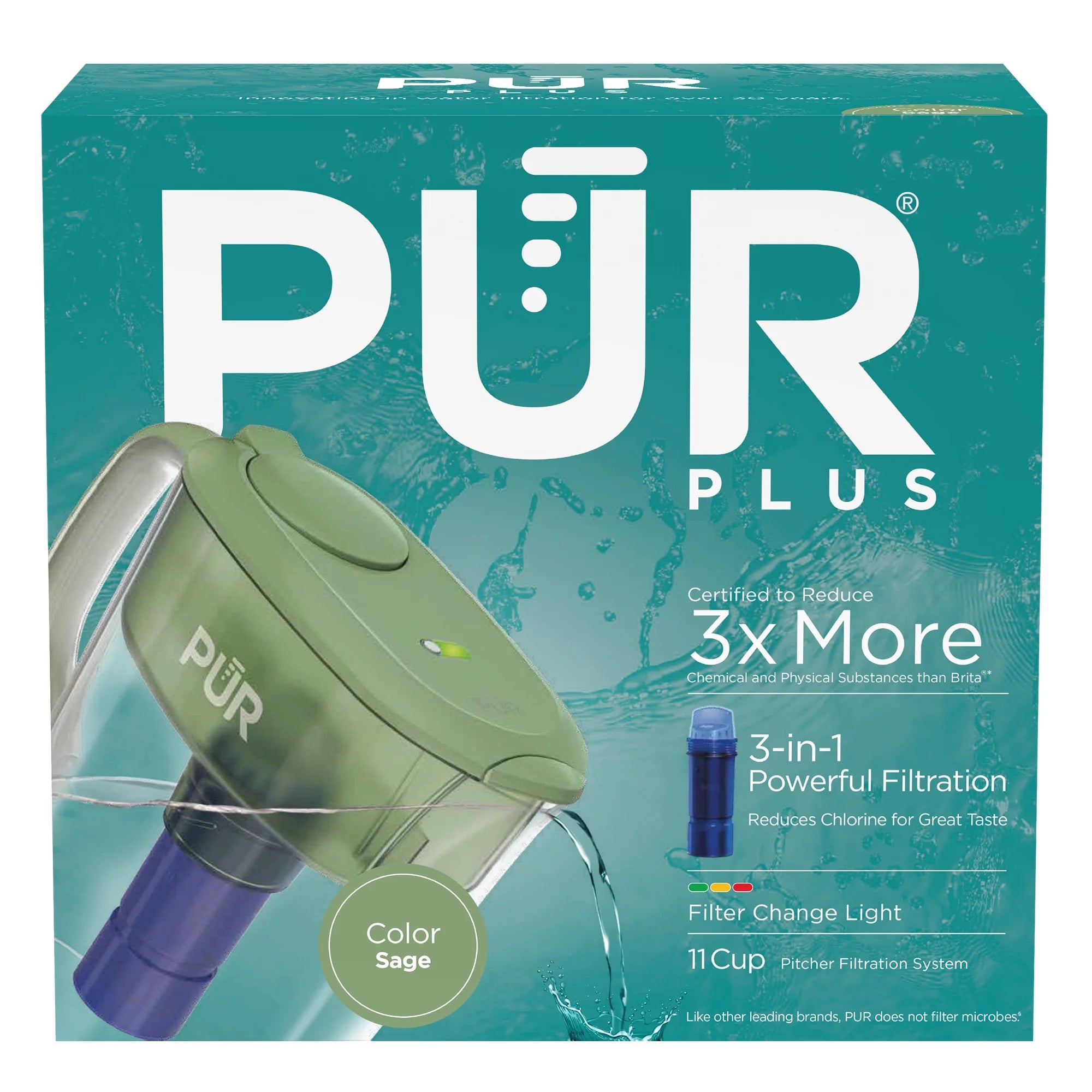 11 Cup Water Pitcher Filtration System, Sage I7676
