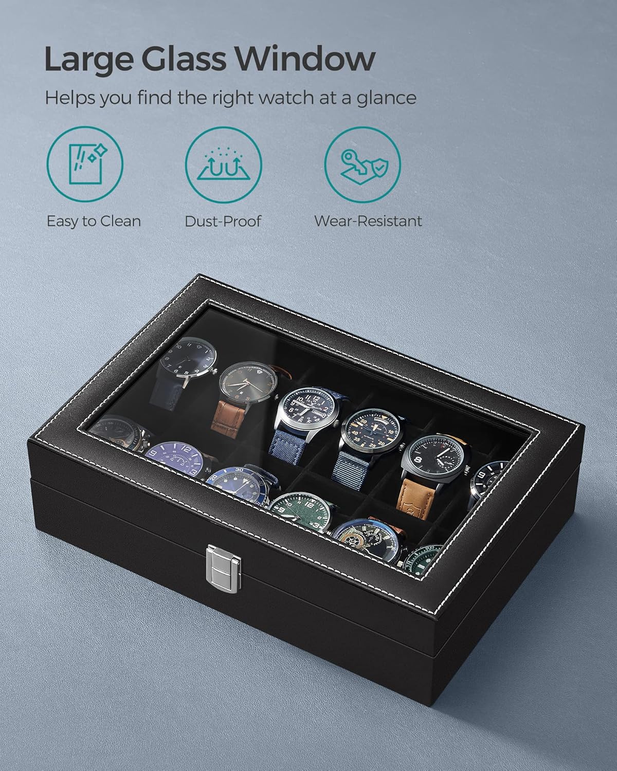360° Swivel Jewelry Cabinet with Full-Length Mirror and 12-Slot Watch Box I957861