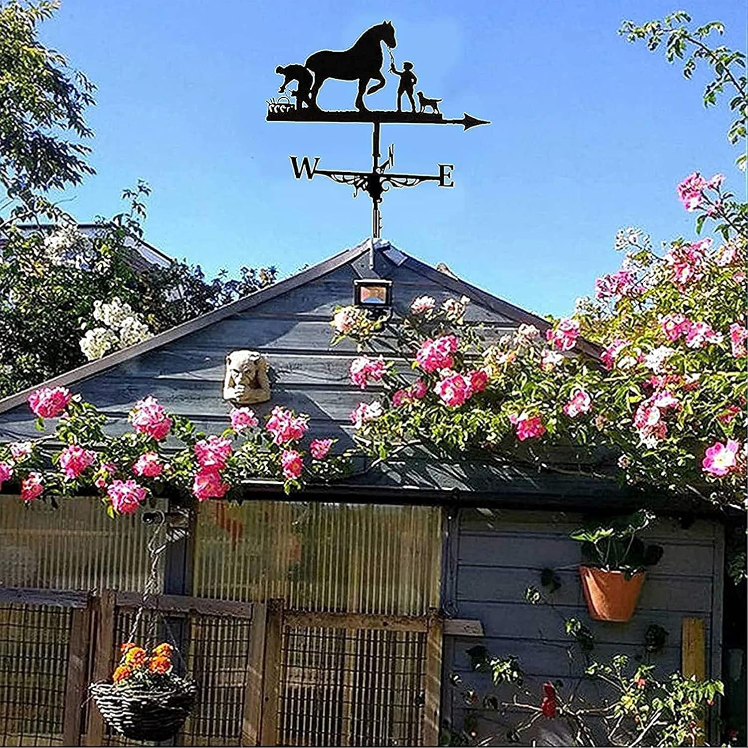 Retro Farmer and Horse Metal Weathervane J49609