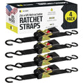 Retractable Ratchet Straps, 2 Pack (1 inch x 10 feet) - Black Ratchet Strap Tie Downs L9596