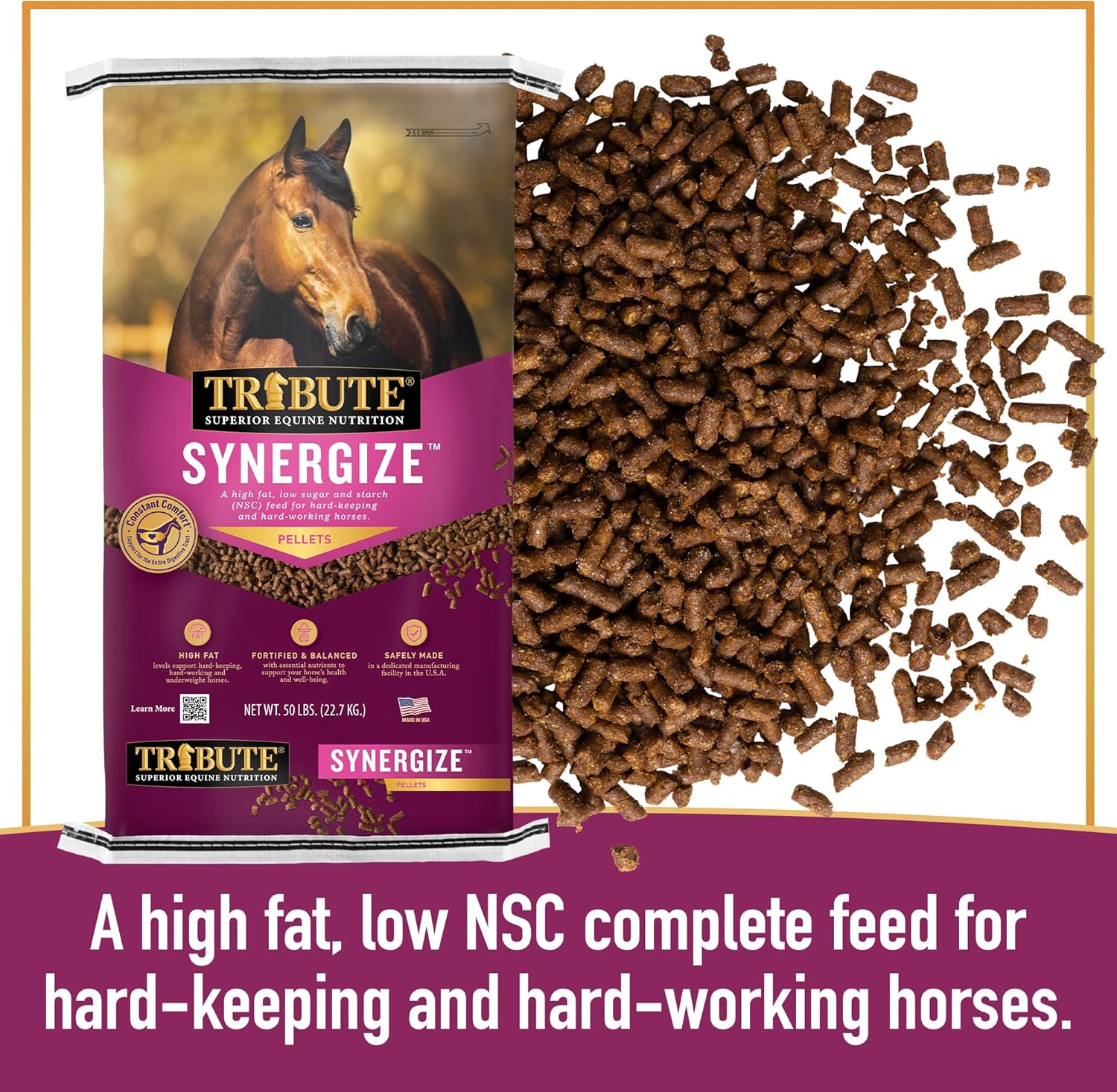 low NSC high fat pelleted horse feed C31239