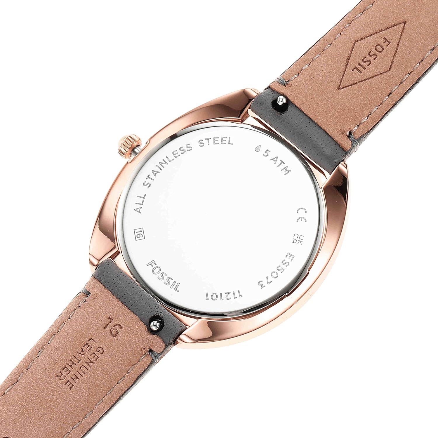 Rose Gold Grey Quartz Stainless Steel and Eco-Leather Three-Hand Watch L4093