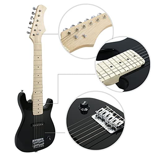30" Black Beginner Electric Guitar with 5W Amp and Guitar Bag R45631