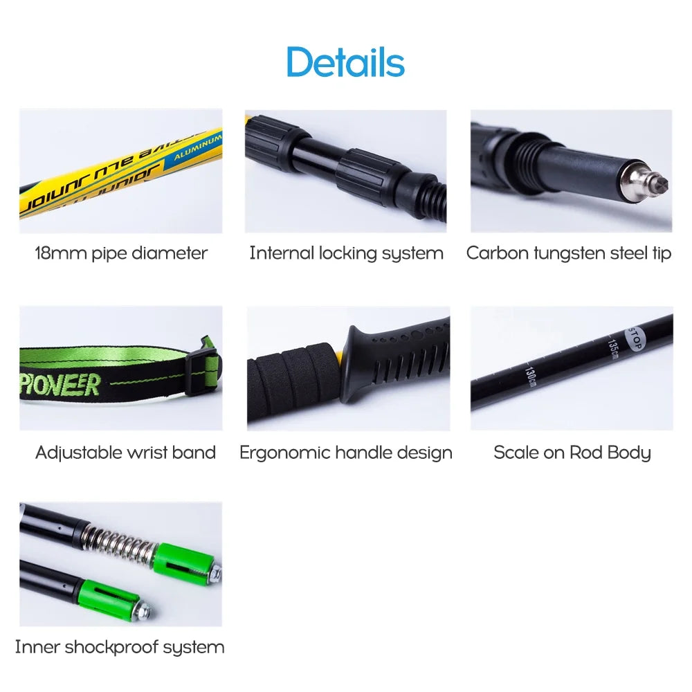 3-Section Telescopic Adjustable Trekking Hiking Cane V2517