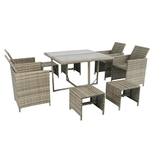 5 Piece PE Rattan Outdoor Sectional Furniture Set with Cushions and Coffee Table S6176