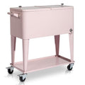 80 Quart Rolling Ice Chest on Wheels Drink Cooler Cart with Shelf R537549