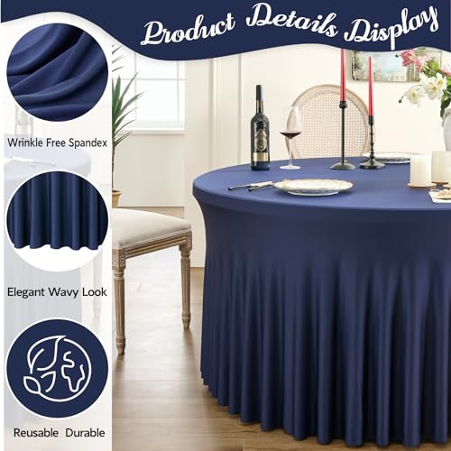 6 Pack 5FT Round Black Stretchable Spandex Tablecloth I95639