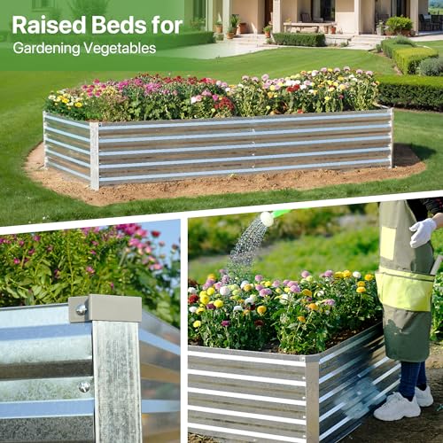 Galvanized Raised Garden Bed 8x4x1.5FT Metal Deep Planter B597