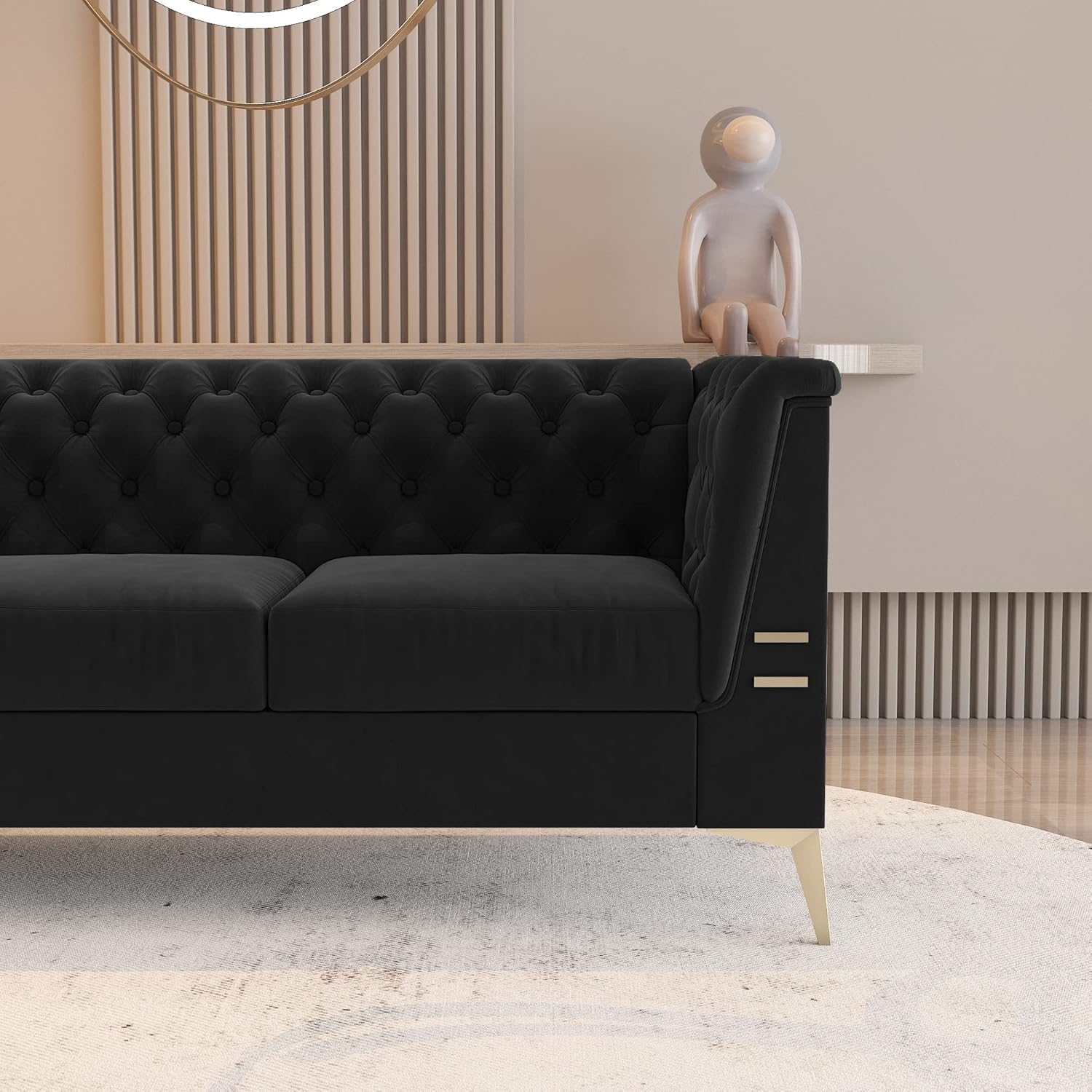 Dark Grey Velvet Chesterfield 3 Seater Sofa Z72737