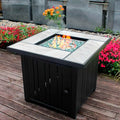 30" Propane Fire Pit with Real Ceramic Tabletop, 50000 BTU Gas Firepit Table with Lid & Glass Rock K6800