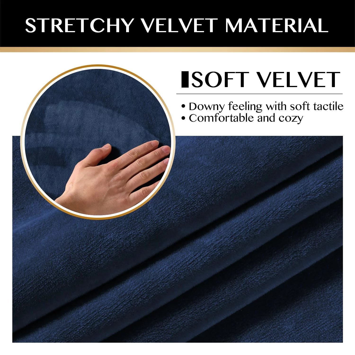 Velvet Stretch Recliner Sofa Cover (Navy) J8516