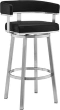 Black Faux Leather and Brushed Stainless Steel Swivel Bar Stool J227