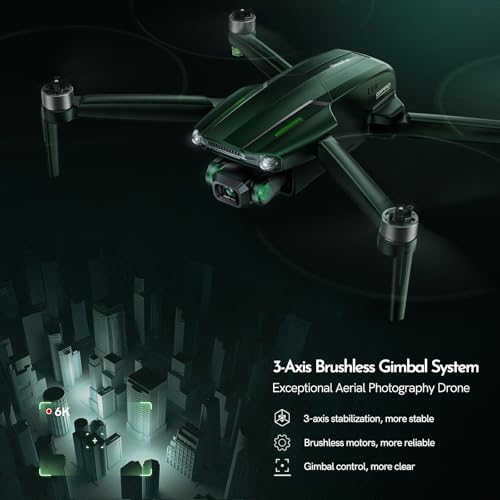 6K Drone with Camera, 4K/30fps Video, 3-Axis Brushless Gimbal, 70mins Flight Time with 2 Batteries, 10000ft Long Range F369008