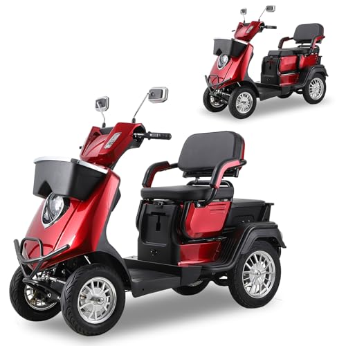 Heavy Duty 4 Wheel Electric Mobility Scooter, Double Seat, Orange K999